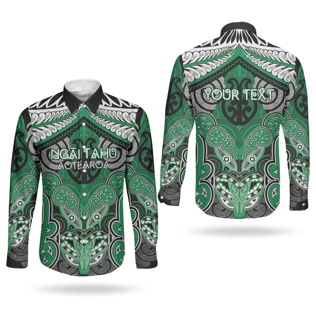 Aotearoa Iwi Ngai Tahu Personalised Couples Matching Tank Maxi Dress and Long Sleeve Button Shirt Maori Kowhaiwhai Pattern
