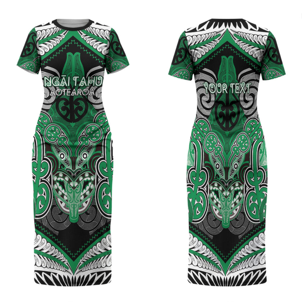 Aotearoa Iwi Ngai Tahu Personalised Family Matching Short Sleeve Bodycon Dress and Hawaiian Shirt Maori Kowhaiwhai Pattern