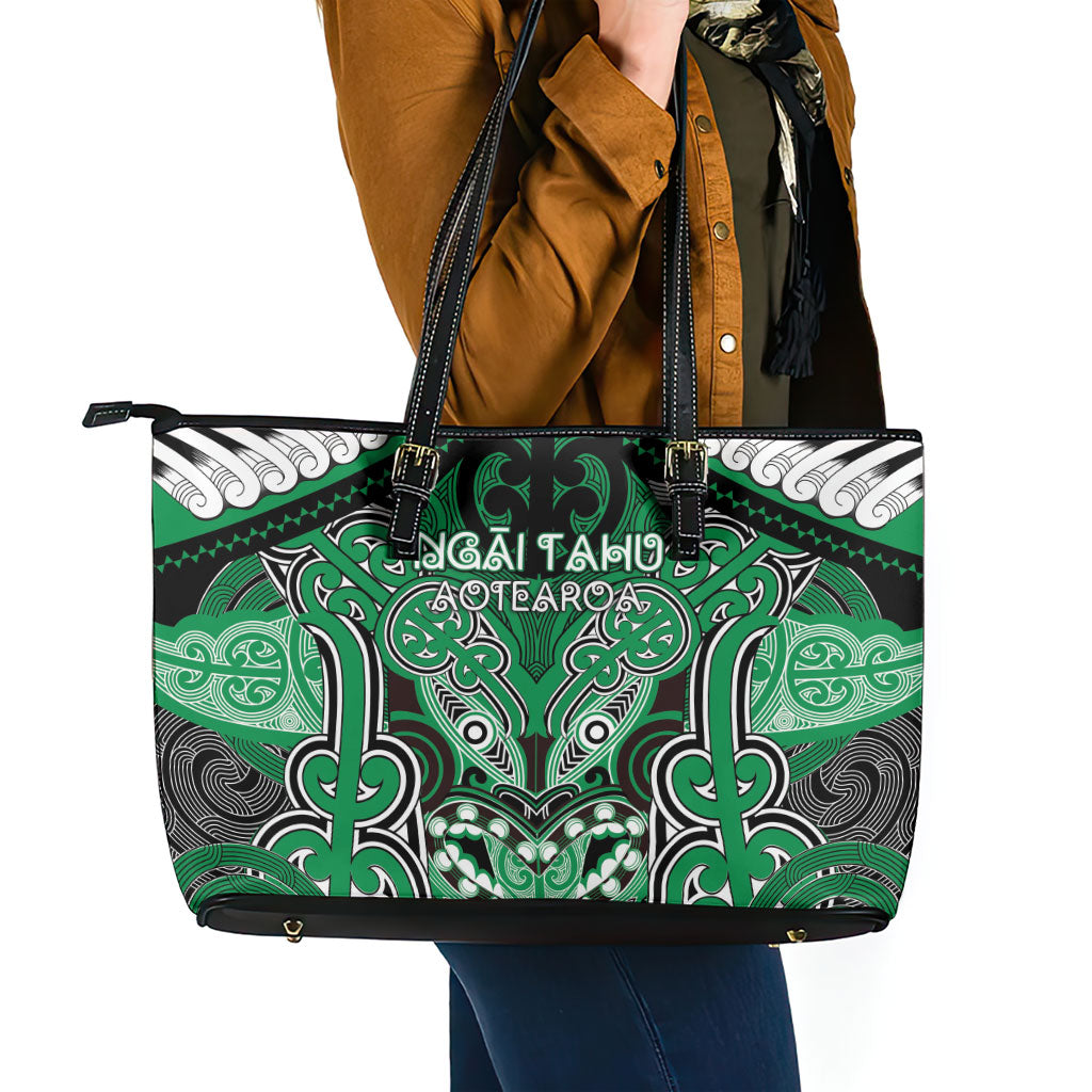 Aotearoa Iwi Ngai Tahu Leather Tote Bag Maori Kowhaiwhai Pattern