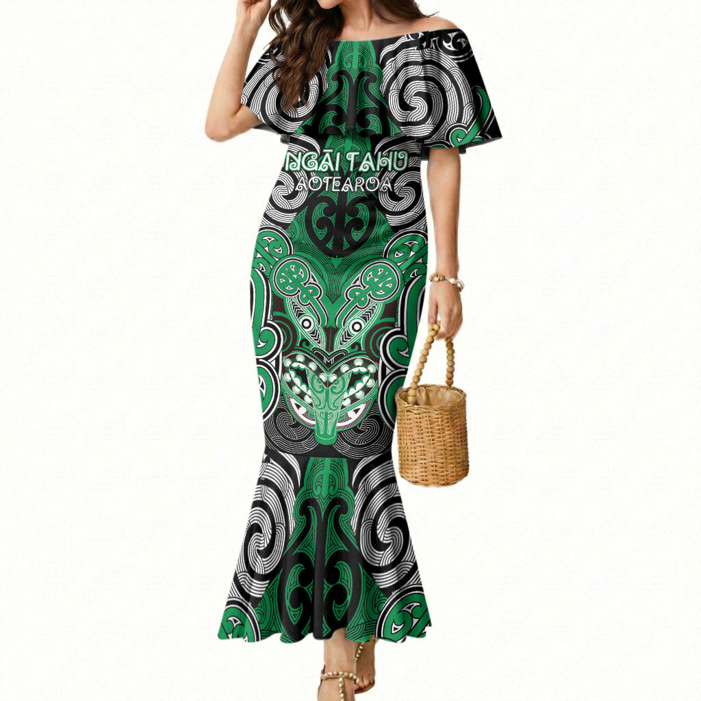 Aotearoa Iwi Ngai Tahu Personalised Mermaid Dress Maori Kowhaiwhai Pattern