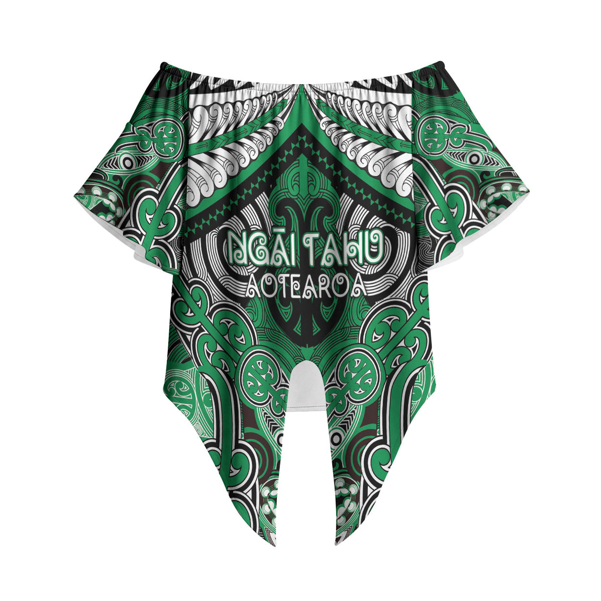 Aotearoa Iwi Ngai Tahu Personalised Off Shoulder Wrap Waist Top Maori Kowhaiwhai Pattern