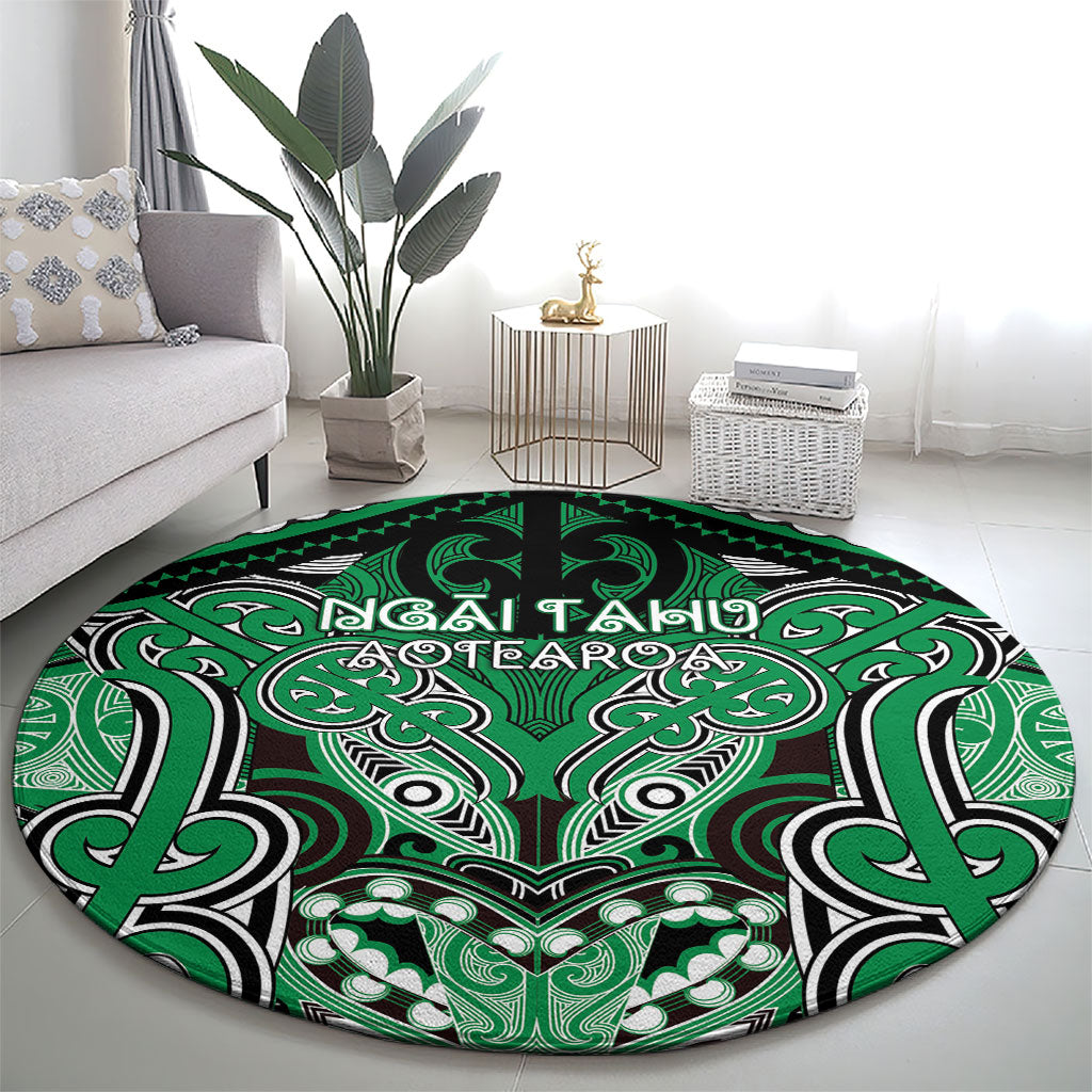 Aotearoa Iwi Ngai Tahu Round Carpet Maori Kowhaiwhai Pattern