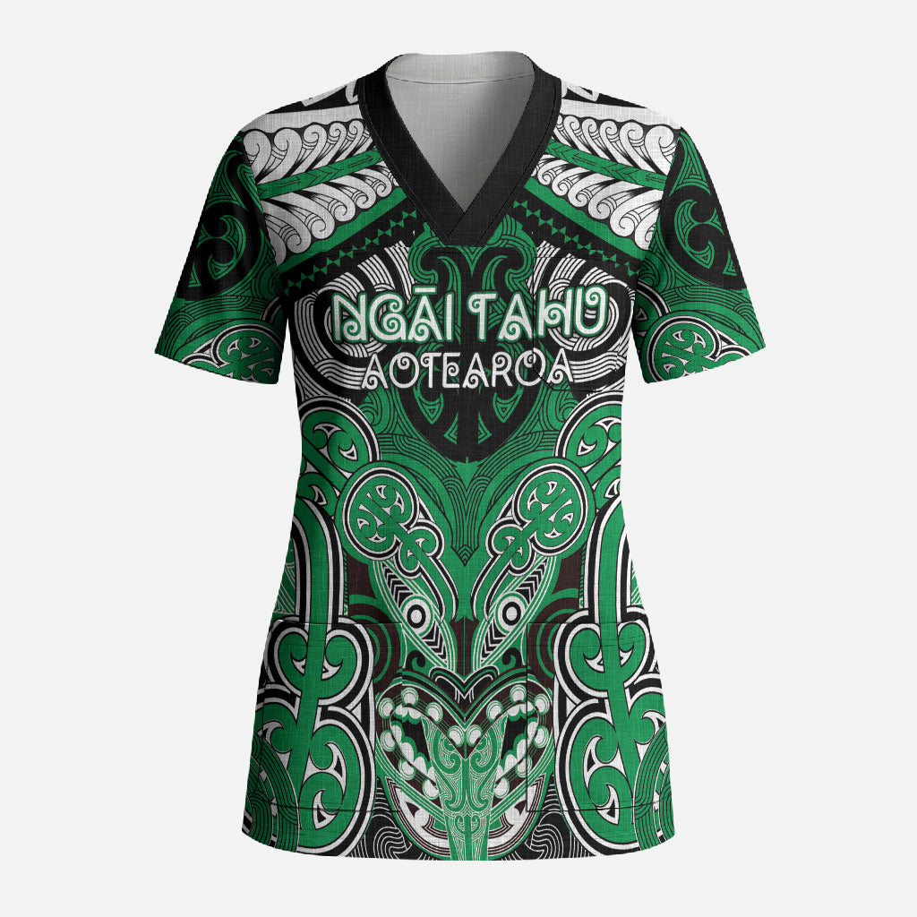Aotearoa Iwi Ngai Tahu Personalised Scrub Top Maori Kowhaiwhai Pattern