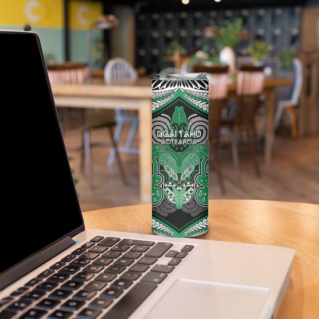 Aotearoa Iwi Ngai Tahu Personalised Skinny Tumbler Maori Kowhaiwhai Pattern