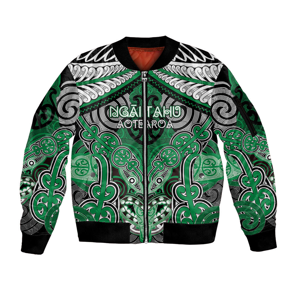 Aotearoa Iwi Ngai Tahu Personalised Sleeve Zip Bomber Jacket Maori Kowhaiwhai Pattern
