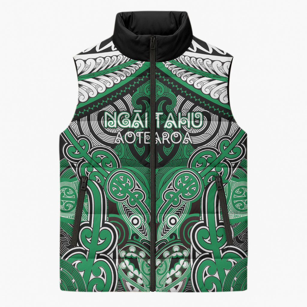 Aotearoa Iwi Ngai Tahu Personalised Sleeveless Puffer Jacket Maori Kowhaiwhai Pattern