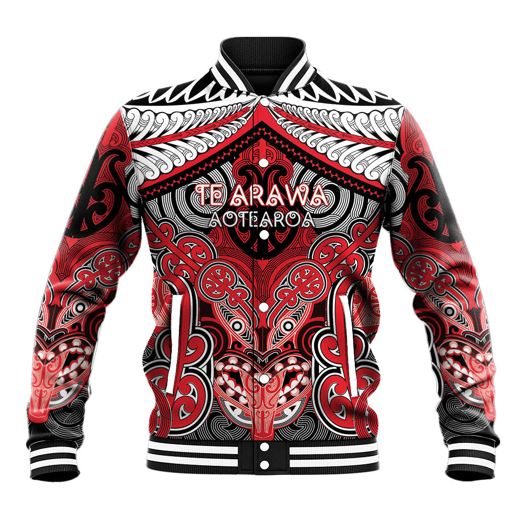 Aotearoa Iwi Te Arawa Personalised Baseball Jacket Maori Kowhaiwhai Pattern