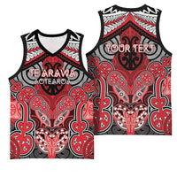 Aotearoa Iwi Te Arawa Personalised Basketball Jersey Maori Kowhaiwhai Pattern