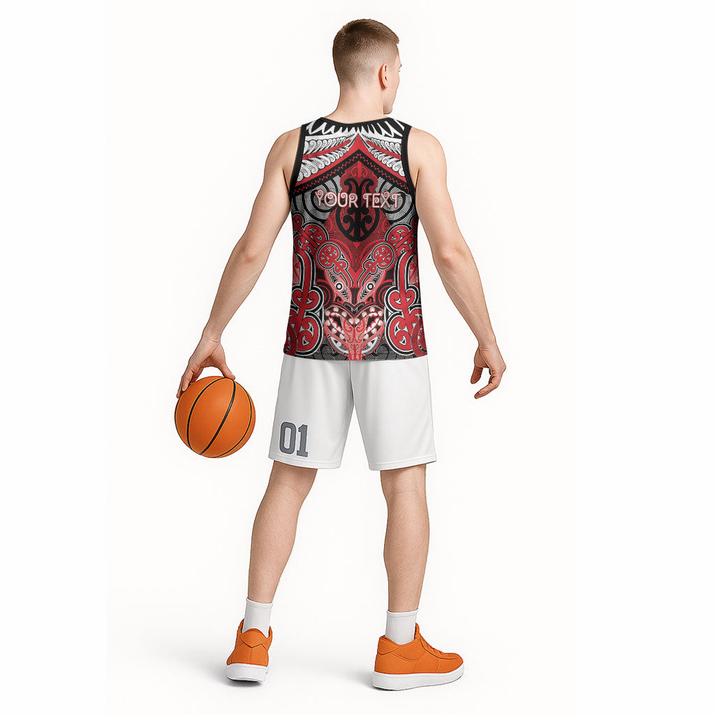 Aotearoa Iwi Te Arawa Personalised Basketball Jersey Maori Kowhaiwhai Pattern