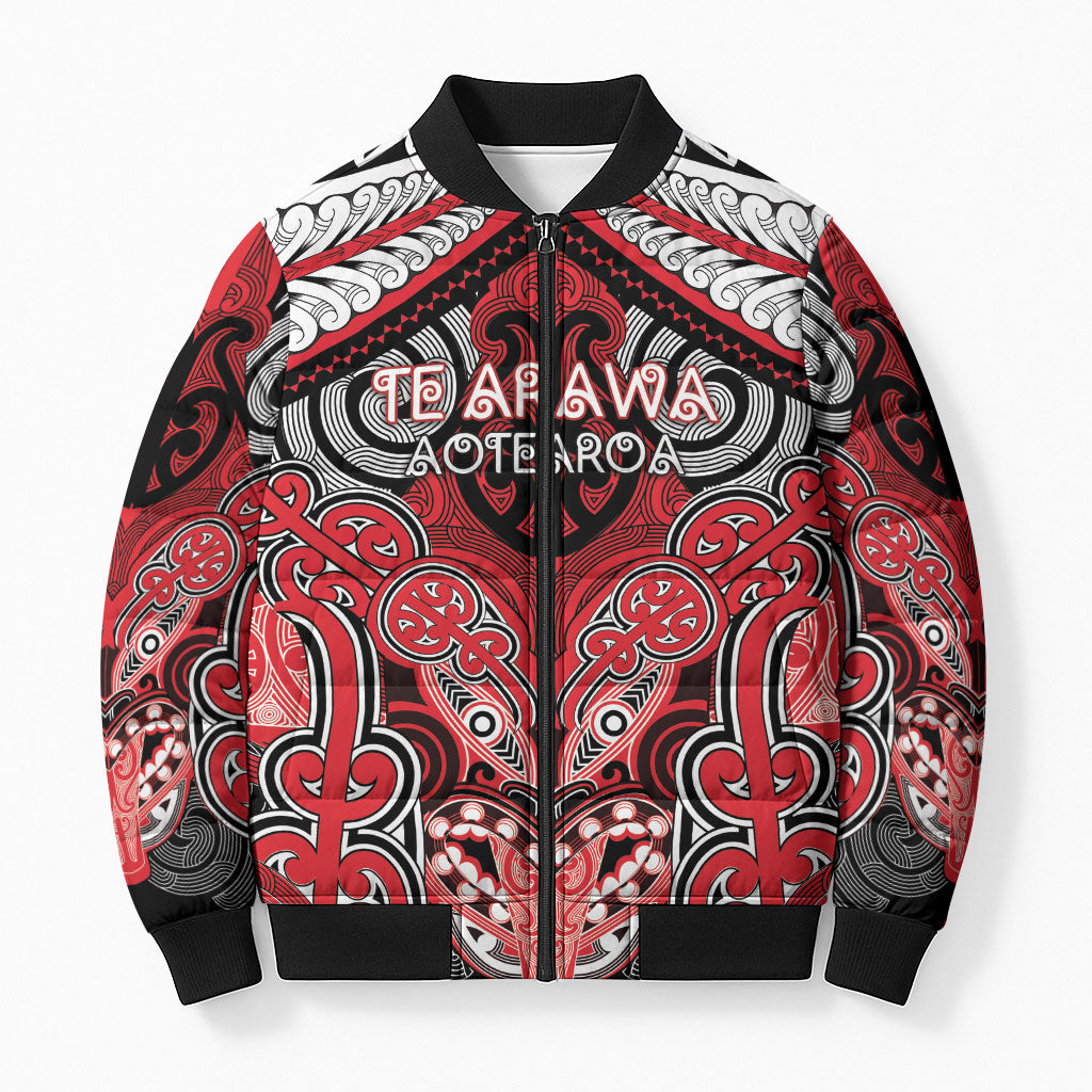 Aotearoa Iwi Te Arawa Personalised Bomber Puffer Jacket Maori Kowhaiwhai Pattern