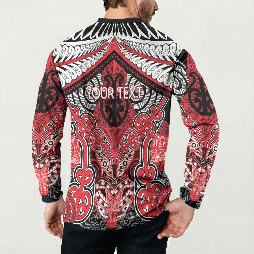 Aotearoa Iwi Te Arawa Personalised Button Sweatshirt Maori Kowhaiwhai Pattern
