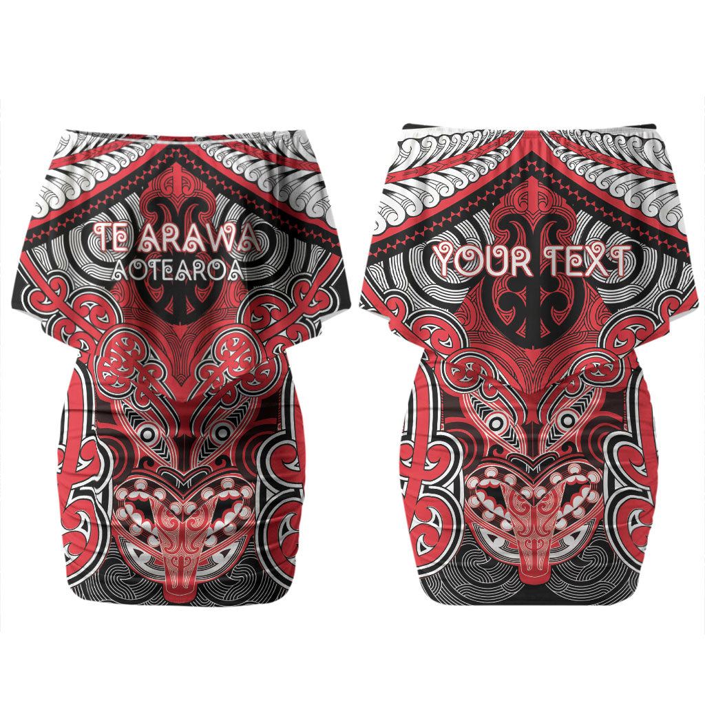 Aotearoa Iwi Te Arawa Personalised Couples Matching Off Shoulder Short Dress and Long Sleeve Button Shirt Maori Kowhaiwhai Pattern