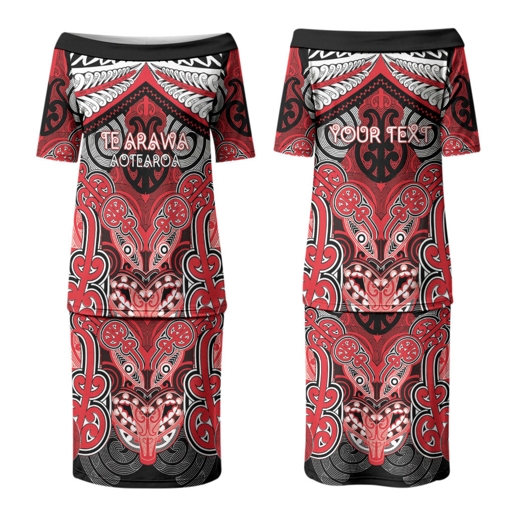 Aotearoa Iwi Te Arawa Personalised Couples Matching Puletasi and Long Sleeve Button Shirt Maori Kowhaiwhai Pattern