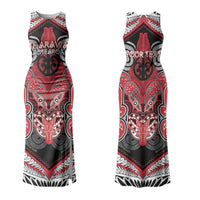 Aotearoa Iwi Te Arawa Personalised Couples Matching Tank Maxi Dress and Long Sleeve Button Shirt Maori Kowhaiwhai Pattern