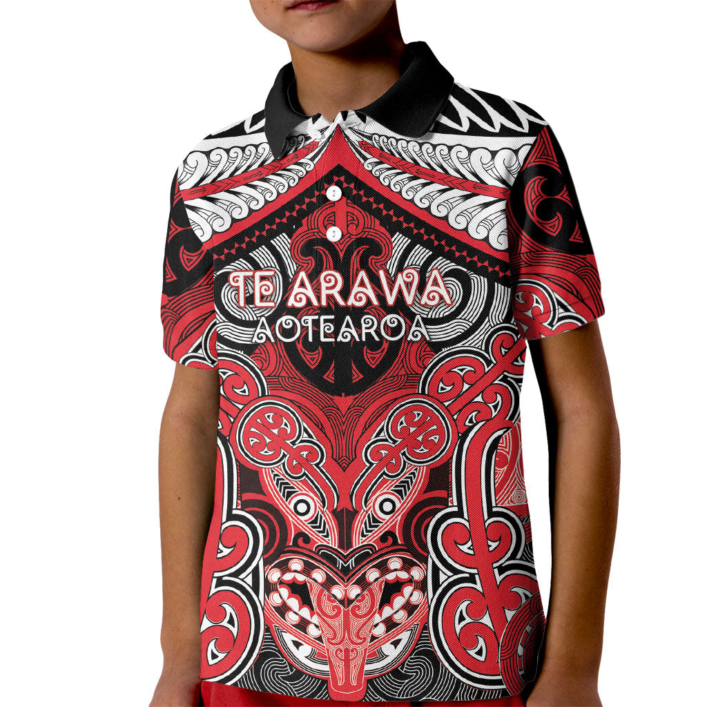 Aotearoa Iwi Te Arawa Personalised Kid Polo Shirt Maori Kowhaiwhai Pattern