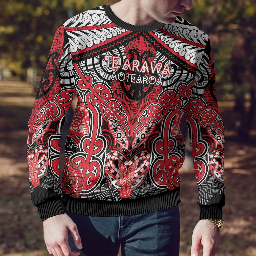Aotearoa Iwi Te Arawa Personalised Ugly Christmas Sweater Maori Kowhaiwhai Pattern