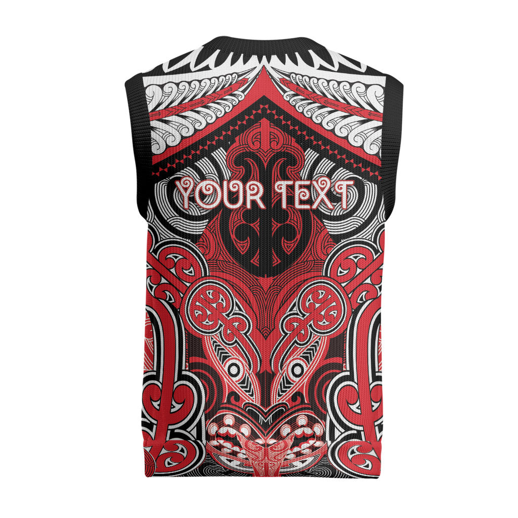 Aotearoa Iwi Te Arawa Personalised Christmas Knitted V-Neck Vest Maori Kowhaiwhai Pattern