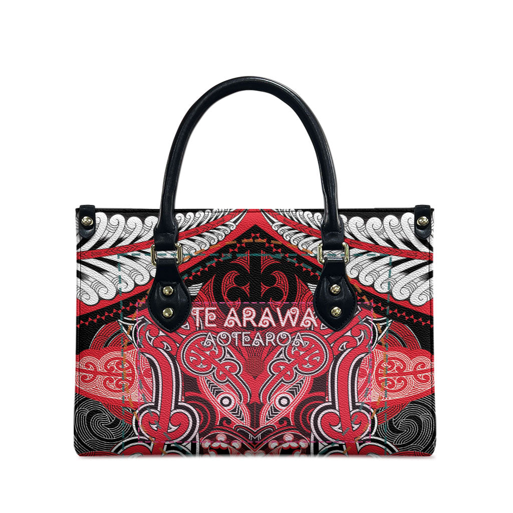 Aotearoa Iwi Te Arawa Leather Bag Maori Kowhaiwhai Pattern