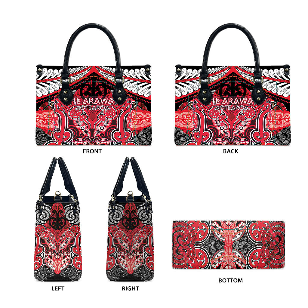 Aotearoa Iwi Te Arawa Leather Bag Maori Kowhaiwhai Pattern