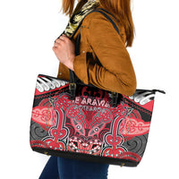 Aotearoa Iwi Te Arawa Leather Tote Bag Maori Kowhaiwhai Pattern