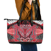 Aotearoa Iwi Te Arawa Leather Tote Bag Maori Kowhaiwhai Pattern