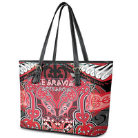 Aotearoa Iwi Te Arawa Leather Tote Bag Maori Kowhaiwhai Pattern