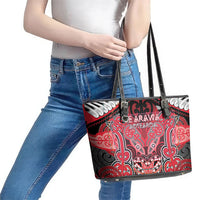 Aotearoa Iwi Te Arawa Leather Tote Bag Maori Kowhaiwhai Pattern