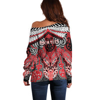 Aotearoa Iwi Te Arawa Personalised Off Shoulder Sweater Maori Kowhaiwhai Pattern