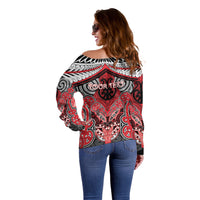 Aotearoa Iwi Te Arawa Personalised Off Shoulder Sweater Maori Kowhaiwhai Pattern