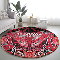 Aotearoa Iwi Te Arawa Round Carpet Maori Kowhaiwhai Pattern
