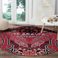 Aotearoa Iwi Te Arawa Round Carpet Maori Kowhaiwhai Pattern