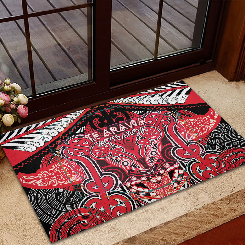 Aotearoa Iwi Te Arawa Rubber Doormat Maori Kowhaiwhai Pattern