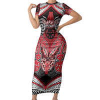 Aotearoa Iwi Te Arawa Personalised Short Sleeve Bodycon Dress Maori Kowhaiwhai Pattern