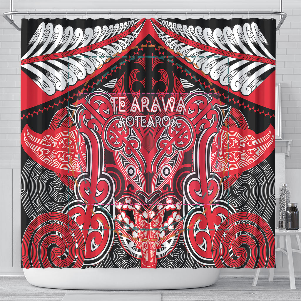 Aotearoa Iwi Te Arawa Shower Curtain Maori Kowhaiwhai Pattern