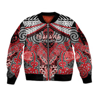 Aotearoa Iwi Te Arawa Personalised Sleeve Zip Bomber Jacket Maori Kowhaiwhai Pattern
