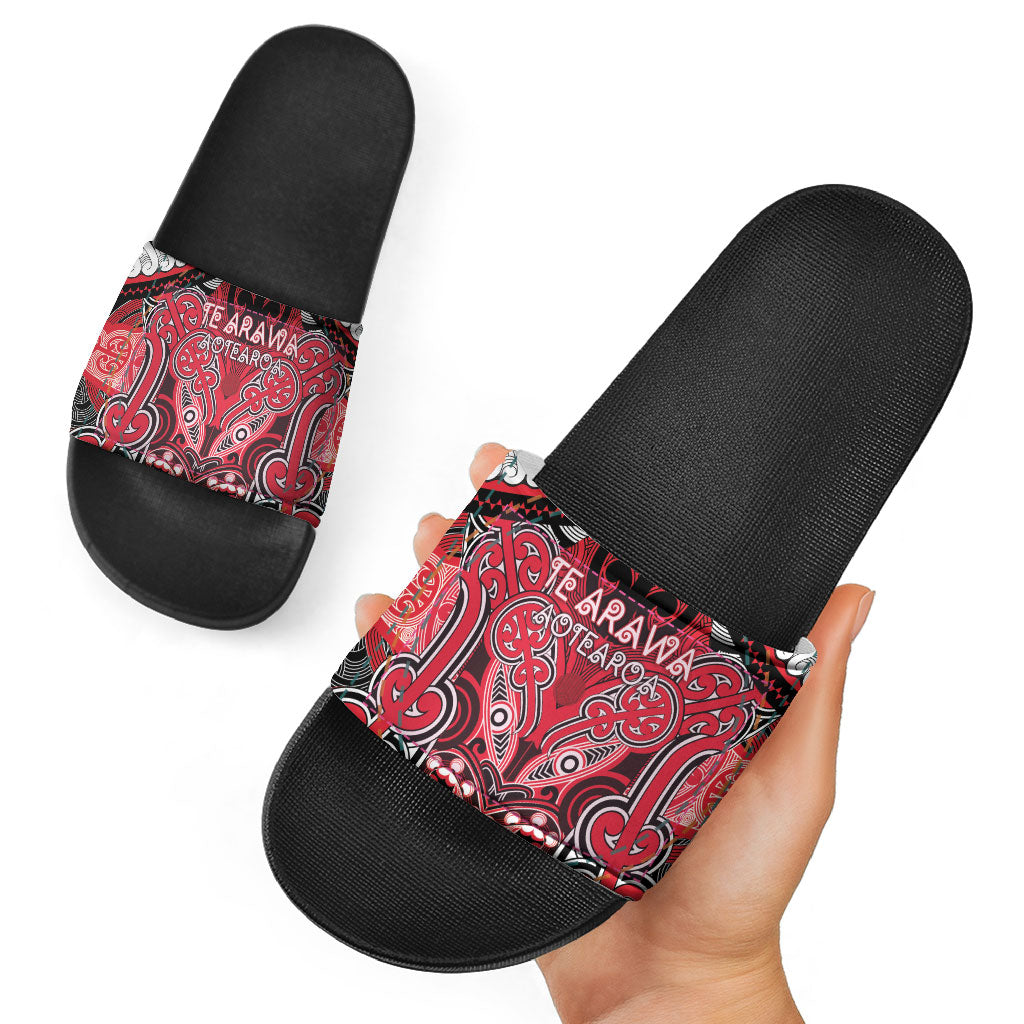 Aotearoa Iwi Te Arawa Slide Sandals Maori Kowhaiwhai Pattern
