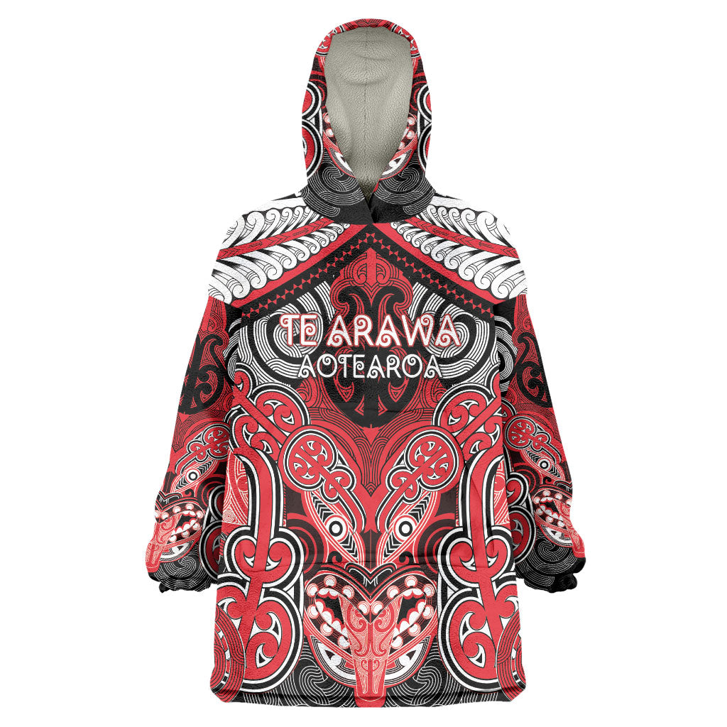 Aotearoa Iwi Te Arawa Personalised Wearable Blanket Hoodie Maori Kowhaiwhai Pattern