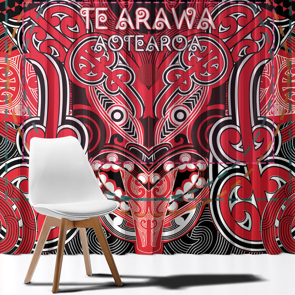 Aotearoa Iwi Te Arawa Window Curtain Maori Kowhaiwhai Pattern