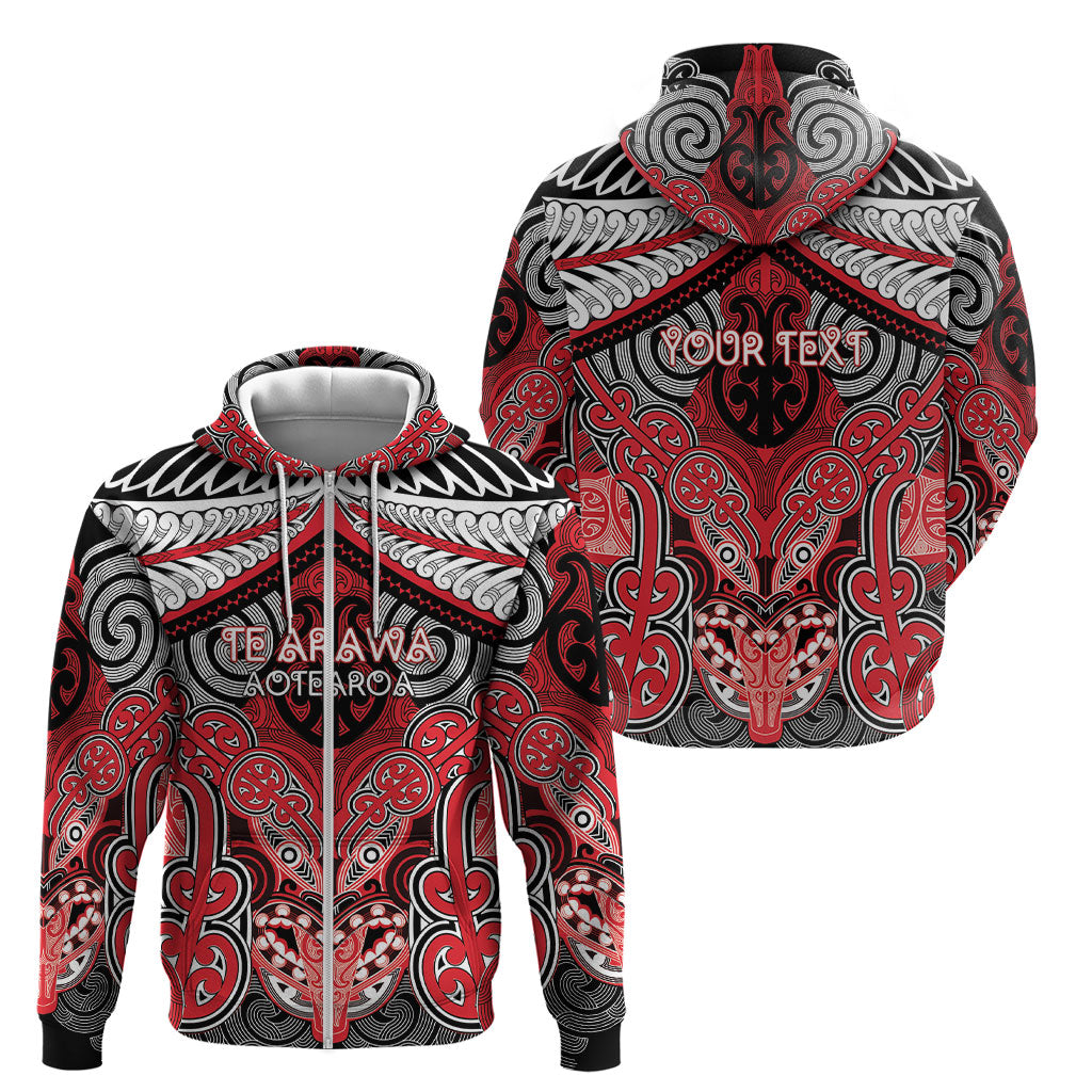 Aotearoa Iwi Te Arawa Personalised Zip Hoodie Maori Kowhaiwhai Pattern