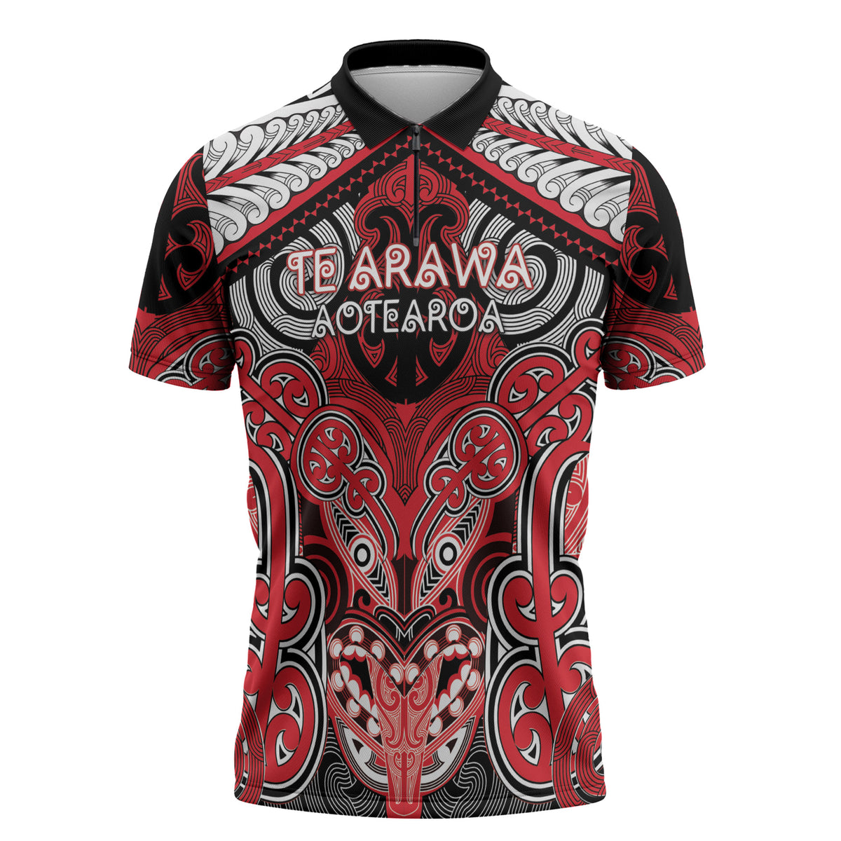 Aotearoa Iwi Te Arawa Personalised Zipper Polo Shirt Maori Kowhaiwhai Pattern