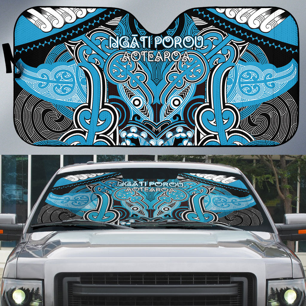 Aotearoa Iwi Ngati Porou Auto Sun Shade Maori Kowhaiwhai Pattern