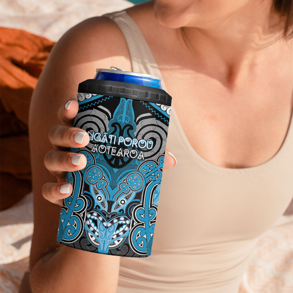 Aotearoa Iwi Ngati Porou Personalised 4 in 1 Can Cooler Tumbler Maori Kowhaiwhai Pattern