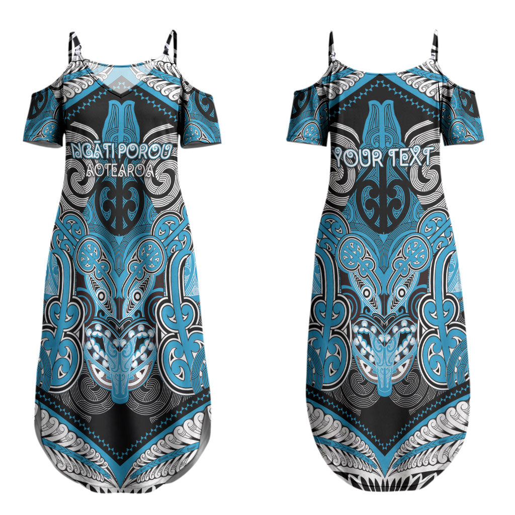 Aotearoa Iwi Ngati Porou Personalised Couples Matching Summer Maxi Dress and Long Sleeve Button Shirt Maori Kowhaiwhai Pattern