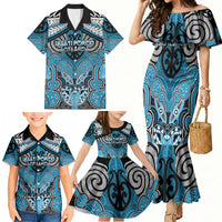 Aotearoa Iwi Ngati Porou Personalised Family Matching Mermaid Dress and Hawaiian Shirt Maori Kowhaiwhai Pattern