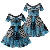 Aotearoa Iwi Ngati Porou Personalised Family Matching Short Sleeve Bodycon Dress and Hawaiian Shirt Maori Kowhaiwhai Pattern