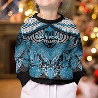 Aotearoa Iwi Ngati Porou Personalised Kid Ugly Christmas Sweater Maori Kowhaiwhai Pattern
