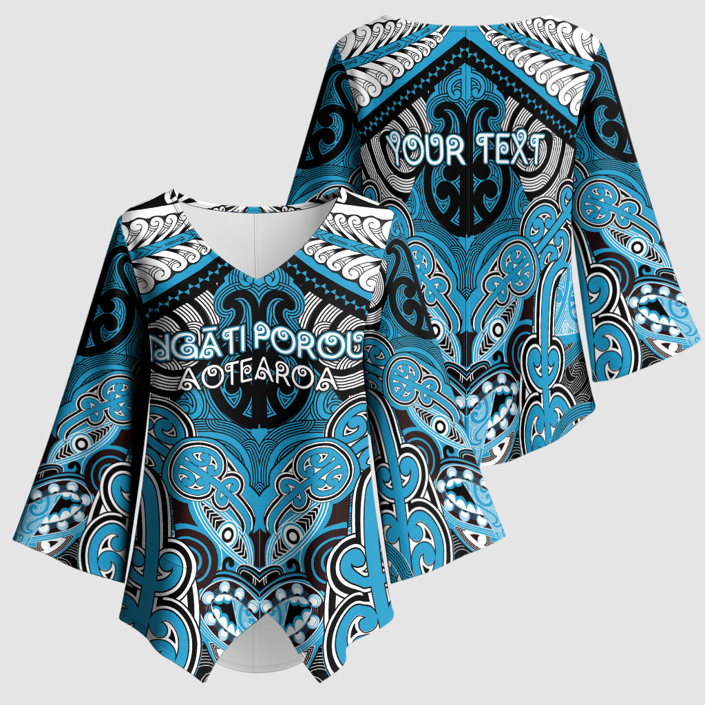 Aotearoa Iwi Ngati Porou Personalised Kimono Sleeve Blouse Maori Kowhaiwhai Pattern