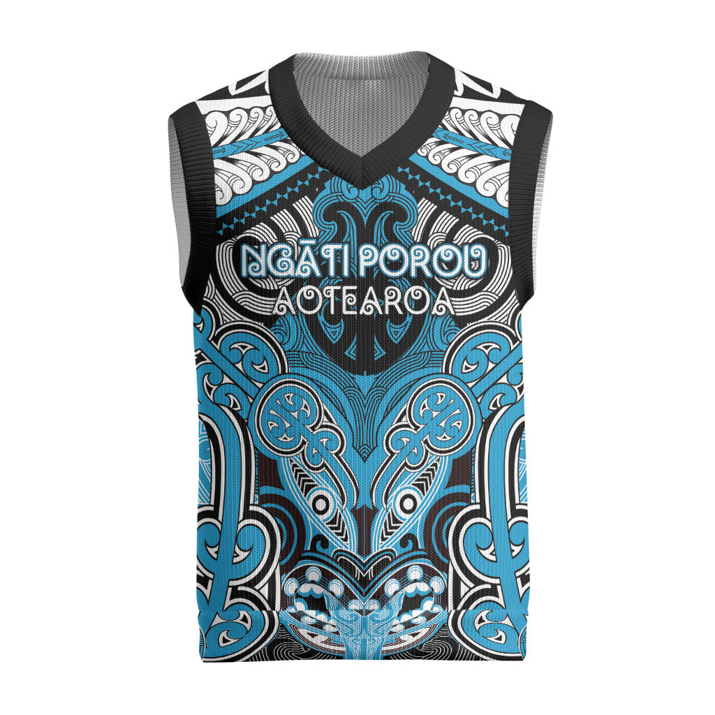 Aotearoa Iwi Ngati Porou Personalised Christmas Knitted V-Neck Vest Maori Kowhaiwhai Pattern