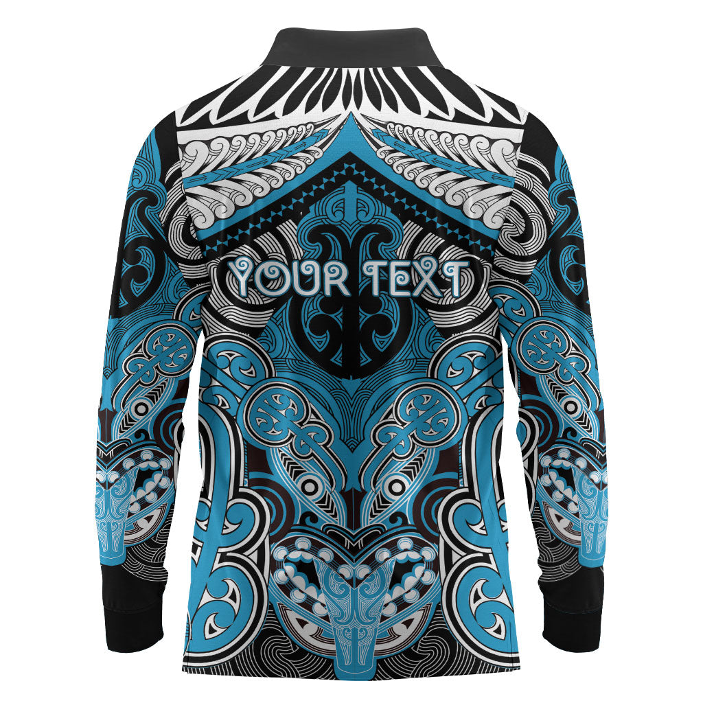 Aotearoa Iwi Ngati Porou Personalised Long Sleeve Polo Shirt Maori Kowhaiwhai Pattern