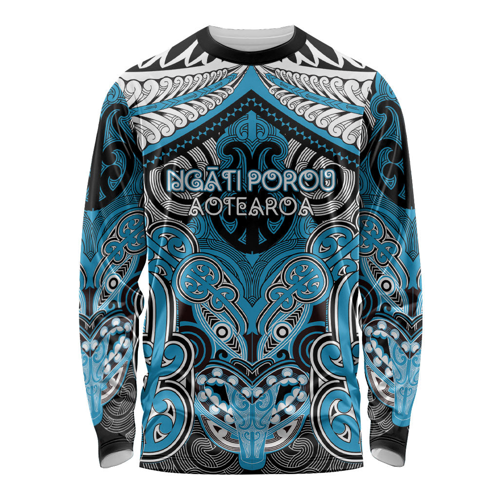 Aotearoa Iwi Ngati Porou Personalised Long Sleeve Shirt Maori Kowhaiwhai Pattern